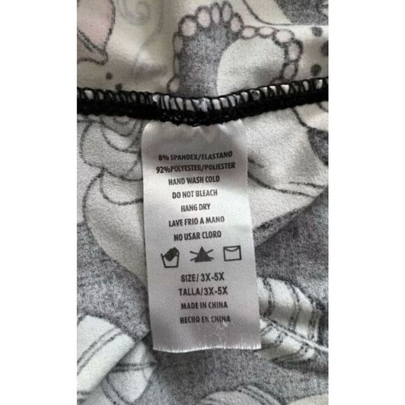 Women Black Gothic Rose & Skull Print Leggings Plus Size 3X-5X Pull On - Picture 9 of 10